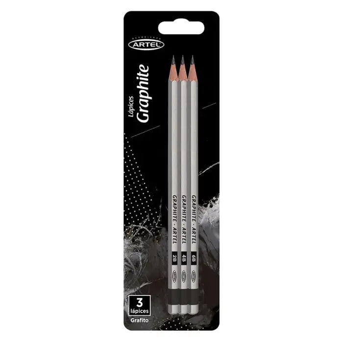 3 Lápiz Graphite grafito Artel 2B, 4B, 6B