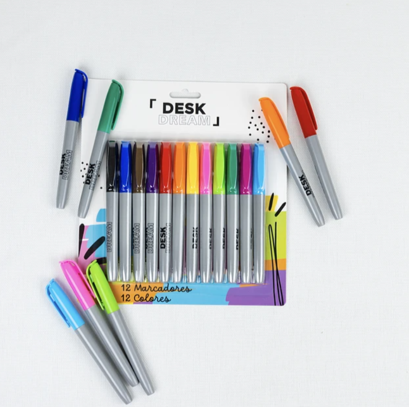 Set 12 Marcadores Permanentes Desk Dream