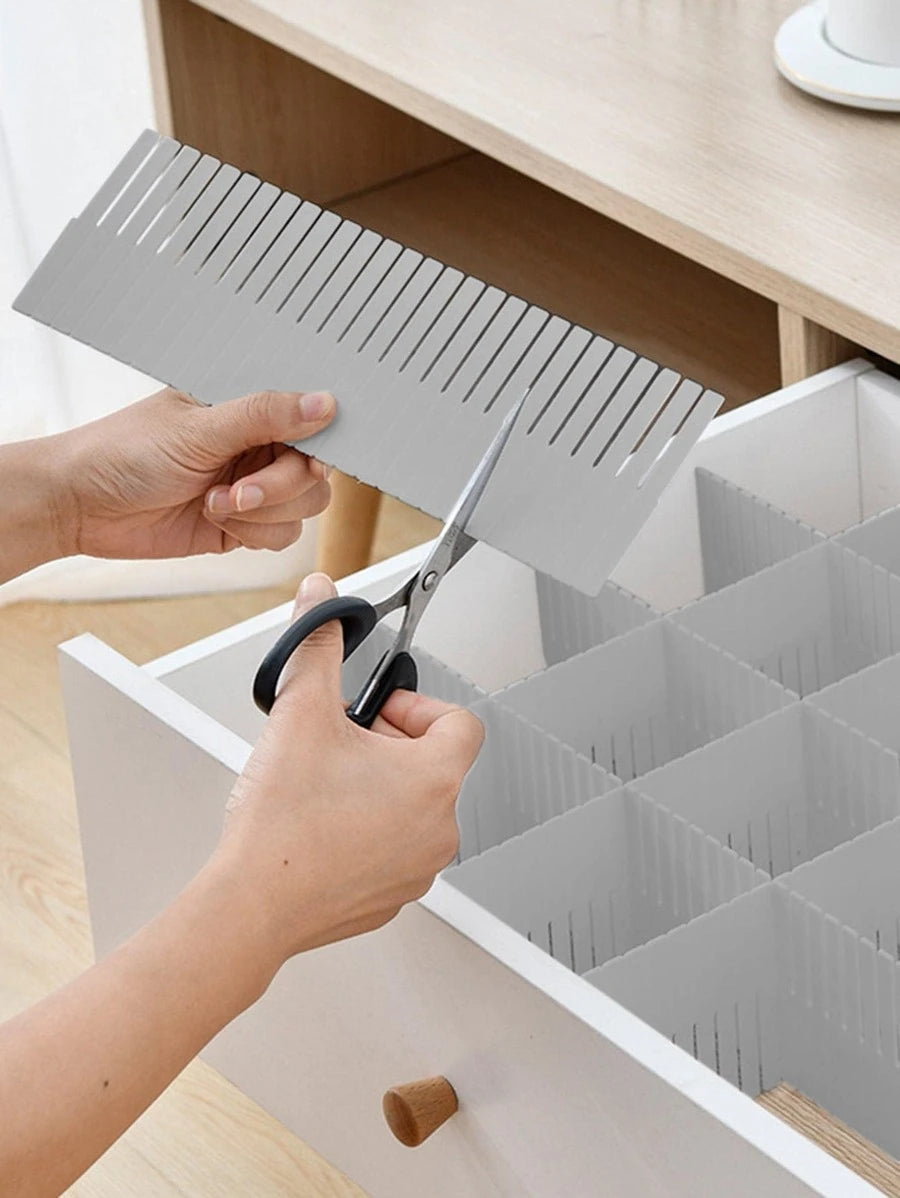 Set 4 Separadores organizadores de cajon, plástico, gris 