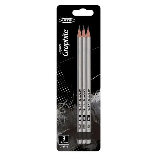3 Lápiz Graphite grafito Artel 2B, 4B, 6B