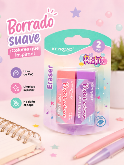 Set 2 gomas de borrar colores pasteles