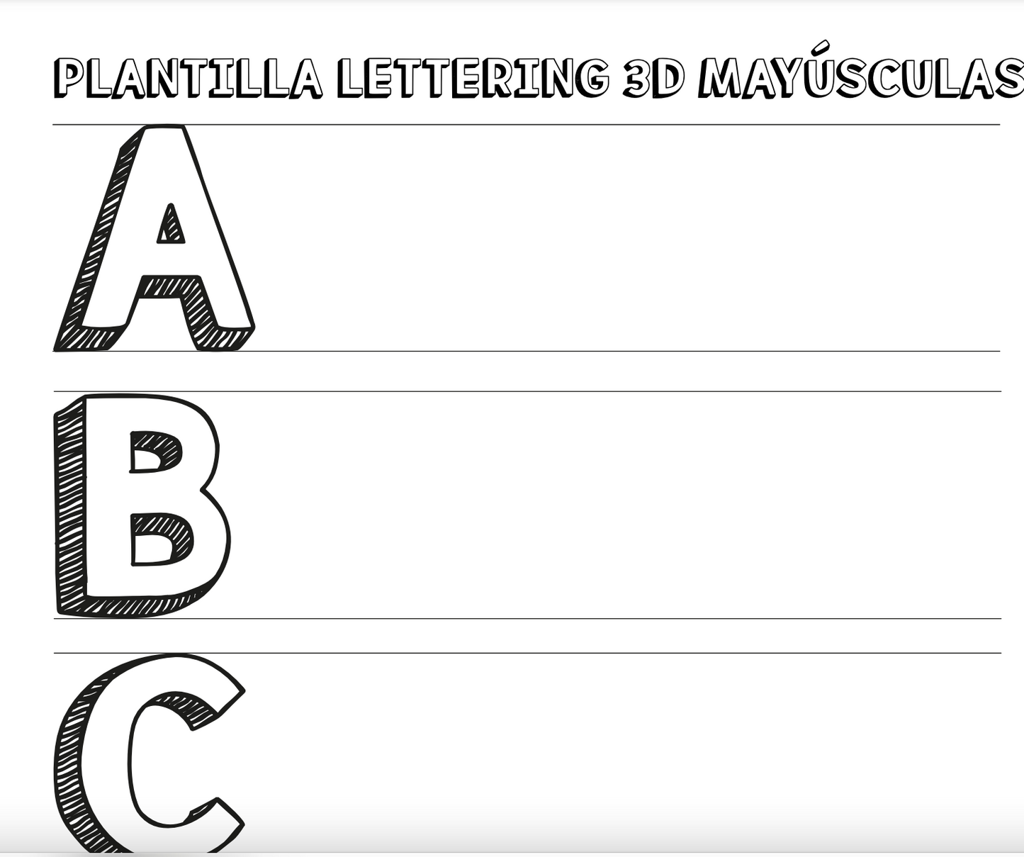 PLANTILLA LETTERING 3D MAYUSCULAS