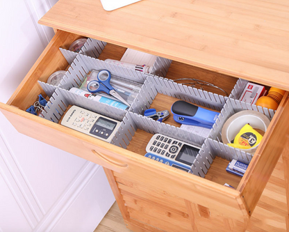 Set 4 Separadores organizadores de cajon, plástico, gris 