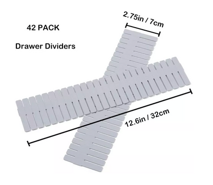 Set 4 Separadores organizadores de cajon, plástico, gris 