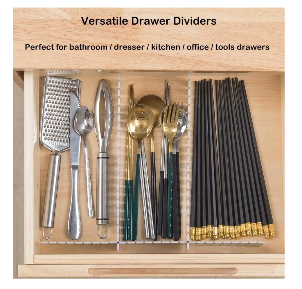 Set 4 Separadores organizadores de cajon, plástico, gris 