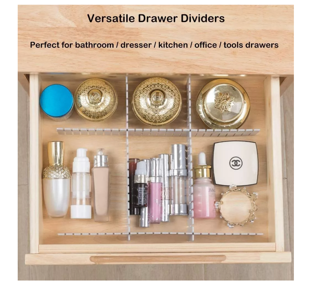 Set 4 Separadores organizadores de cajon, plástico, gris 