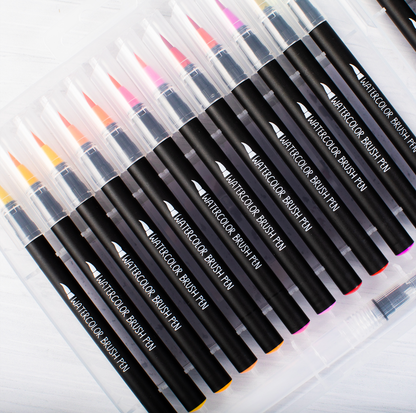 Maleta 24 Watercolor Brush Pens + 2 AquaPincel. Punta Pincel