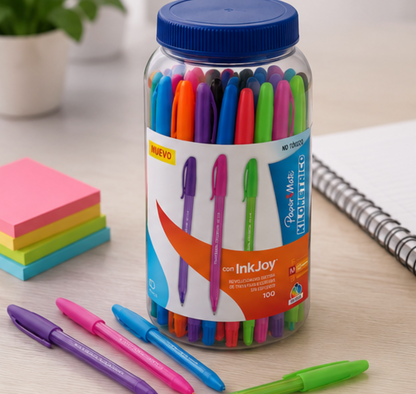 Set 40 bolígrafos Inkjoy Paper Mate 100ST punta media colores surtidos