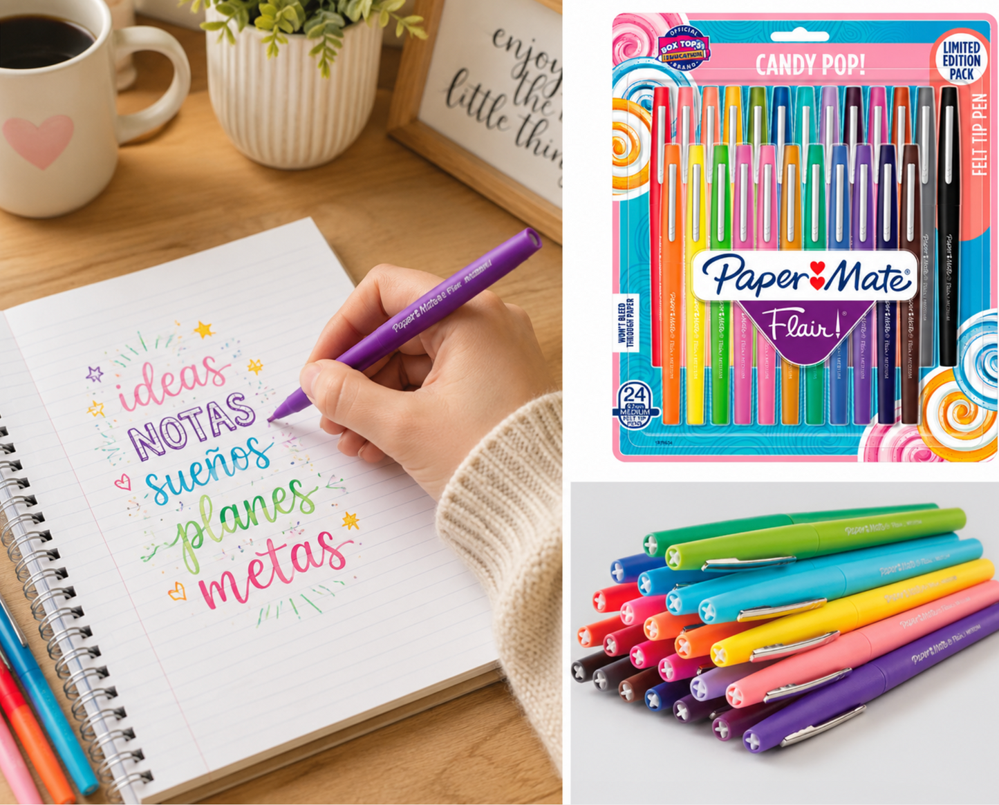 Bolígrafos tiralíneas Flair Papermate candy pop punta media blíster x24