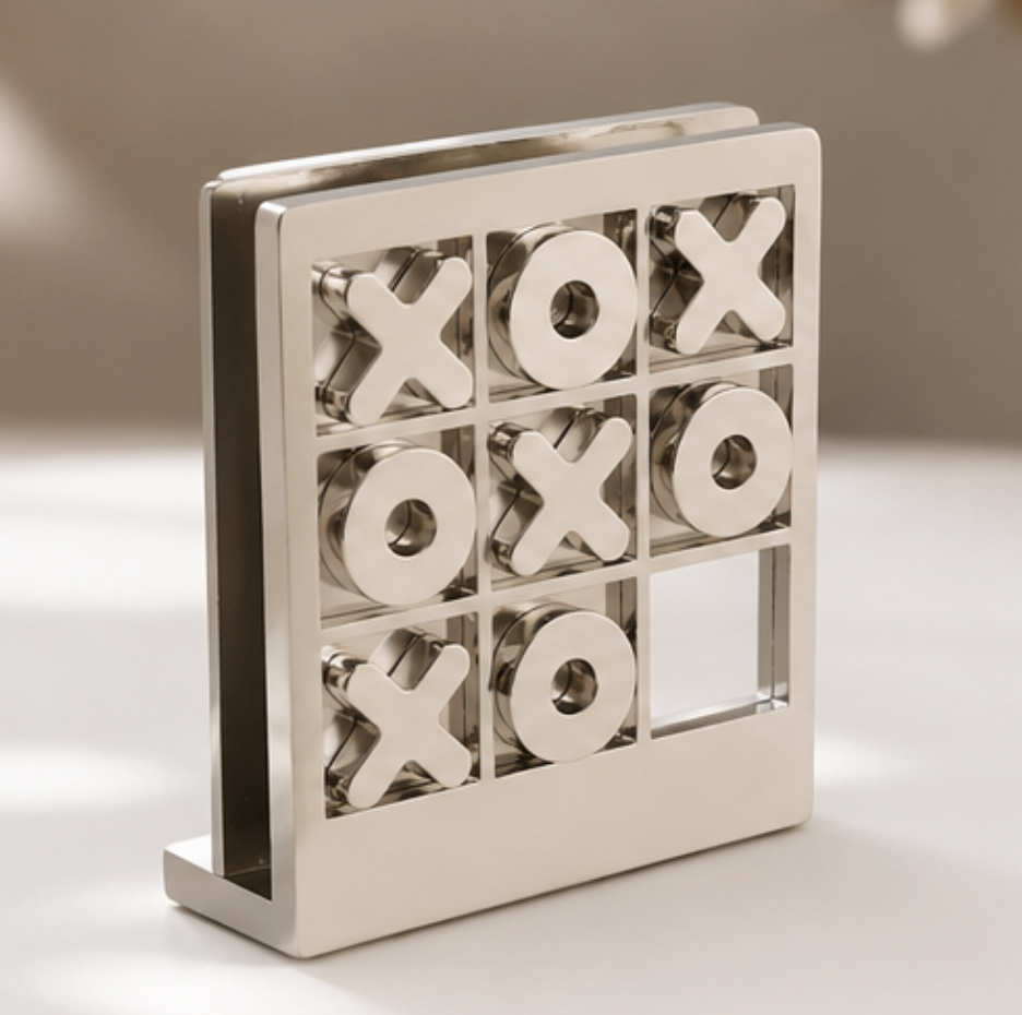 Juego de Gato Magnético porta tarjetas o cartas de Metal | Juego X/O para Escritorio