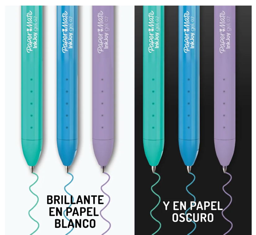 Bolígrafos Paper Mate de gel Inkjoy, paquete de 3 unidades