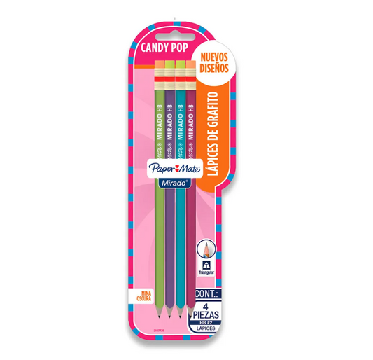 Lápices grafito mirado candy triangular blíster x4 Paper Mate