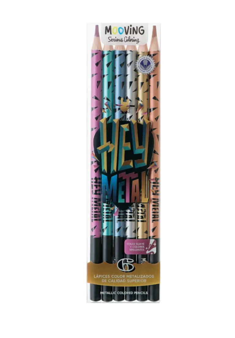 Mooving - Estuche 6 Lápices Colores Metalizados Premium