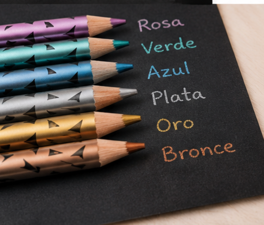 Mooving - Estuche 6 Lápices Colores Metalizados Premium