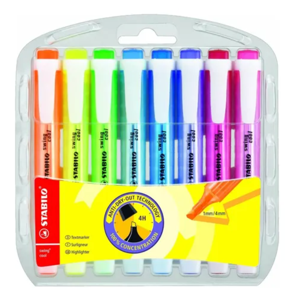 Set De 8 Destacadores Stabilo Swing Cool Fluorescentes