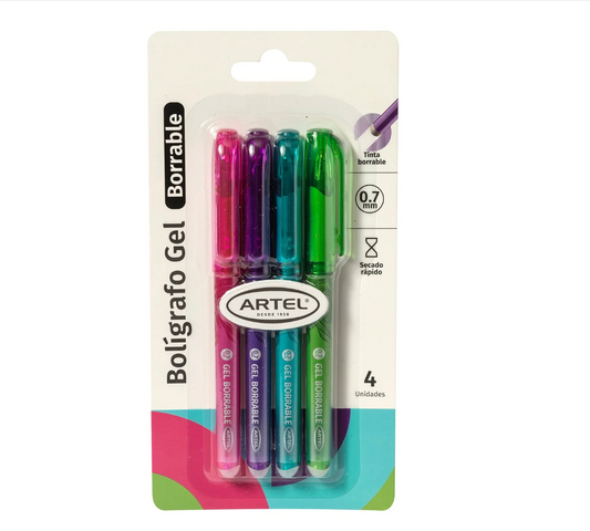 Bolígrafo Gel Borrable Artel Funcy 4 Unidades